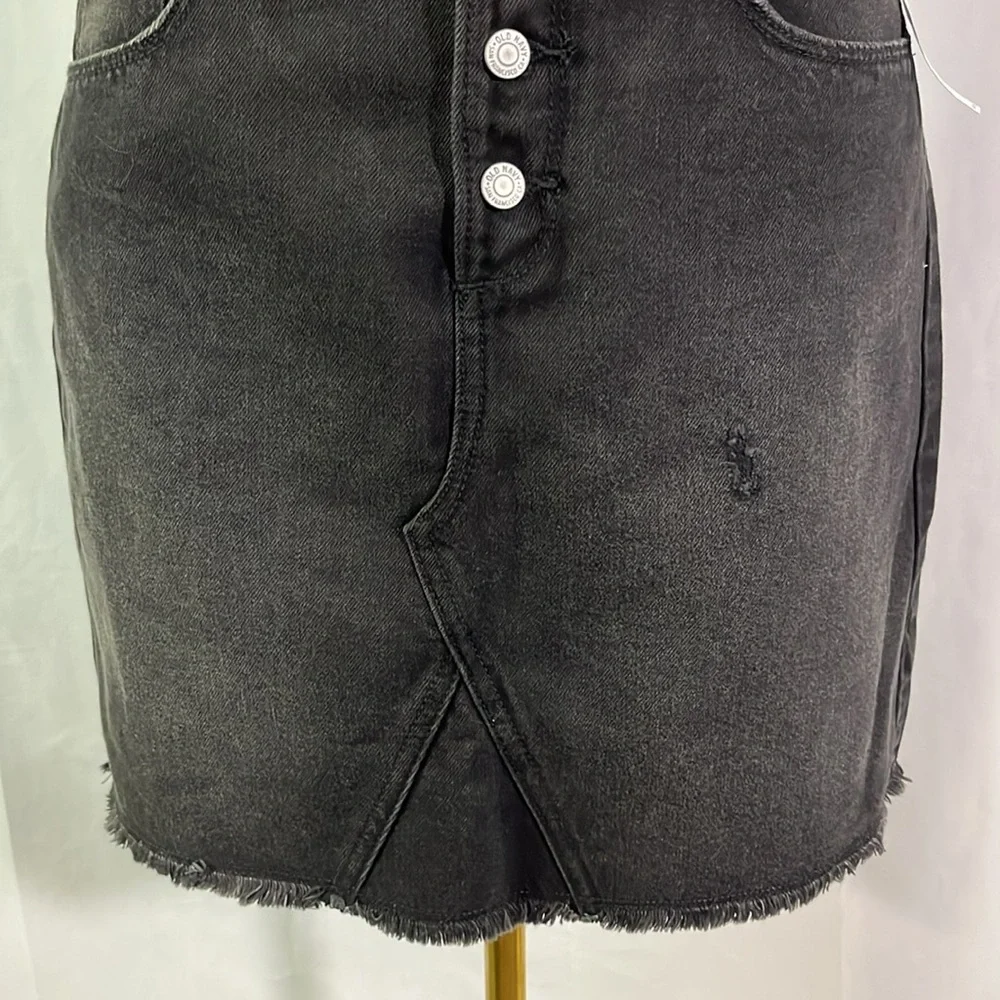 NWT Old Navy Smoky Waters High Waisted Black Denim Mini Skirt